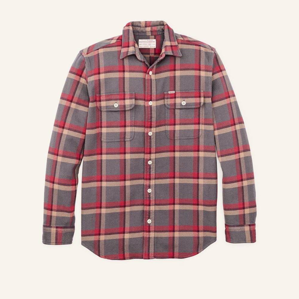 Filson Men's Vintage Flannel Work Shirt Gray/Red/Multi Plaid