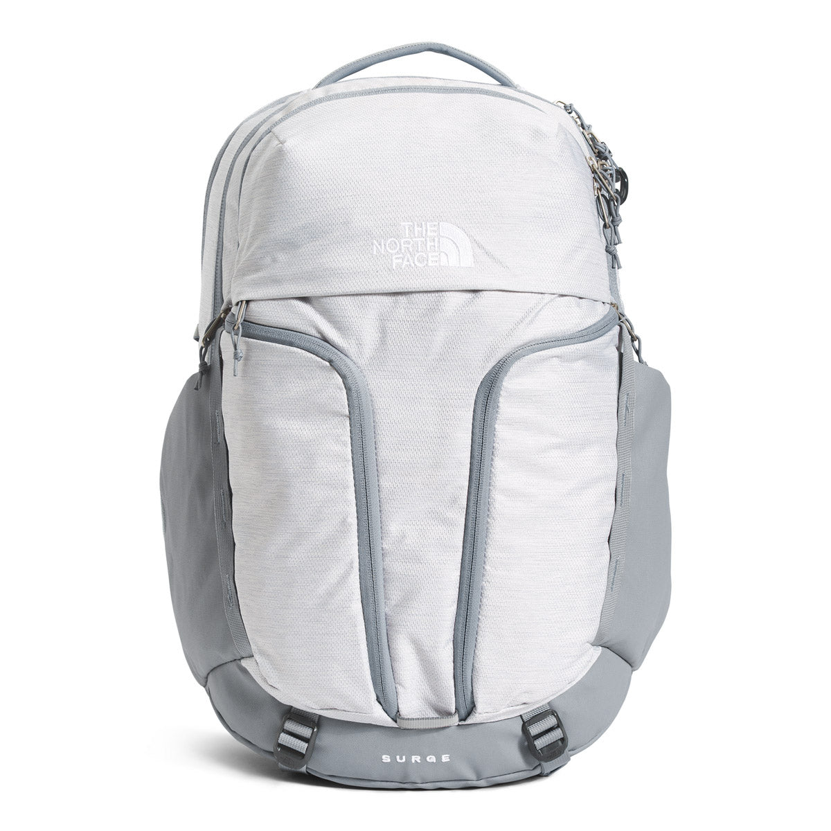 north face backpack tnf white metallic melange/mid grey The North Face Women's Surge Backpack TNF White/Metallic Melange