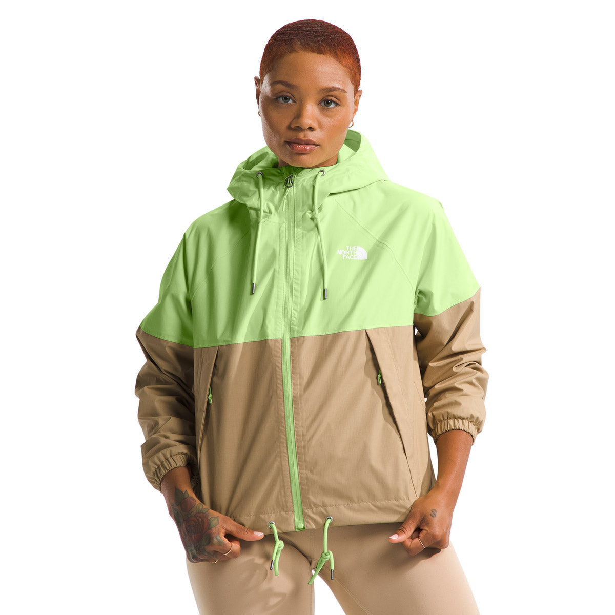 The North Face Women&#39;s Antora Rain Hoodie Astro Lime/Khaki tone / S