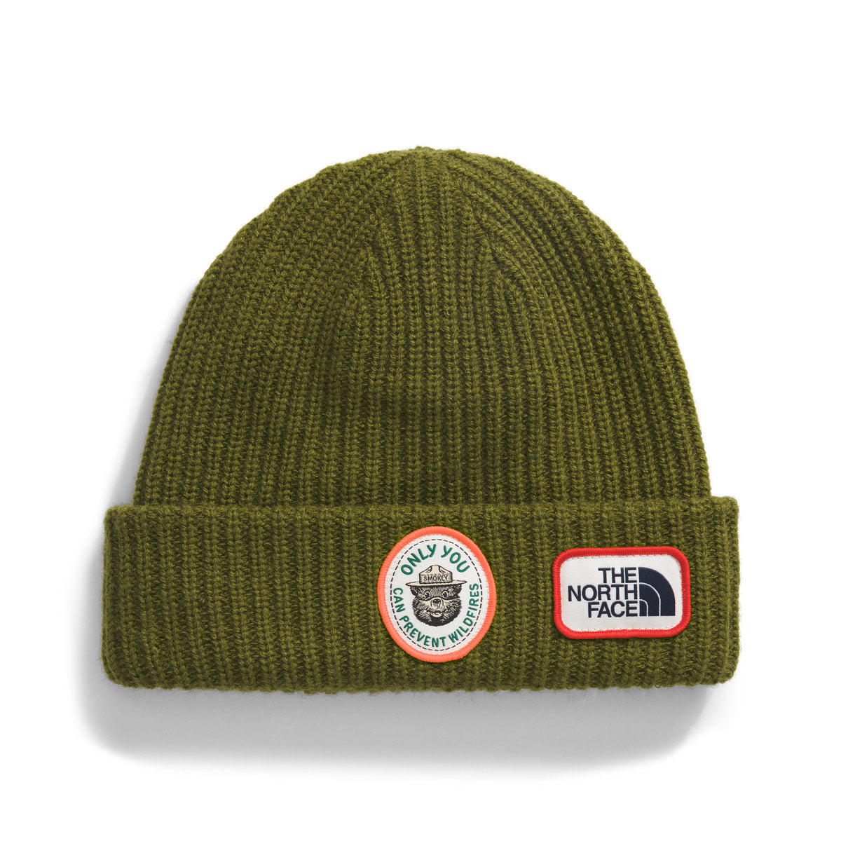 The North Face Kids' Salty Lined Beanie Forest Olive/Smokey The Bear Patch