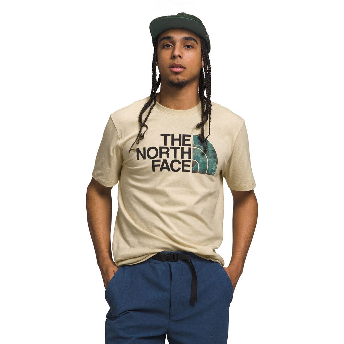 The North Face Men&#39;s S/S Half Dome Tee Gravel/Dark age Camo Texture Print / S