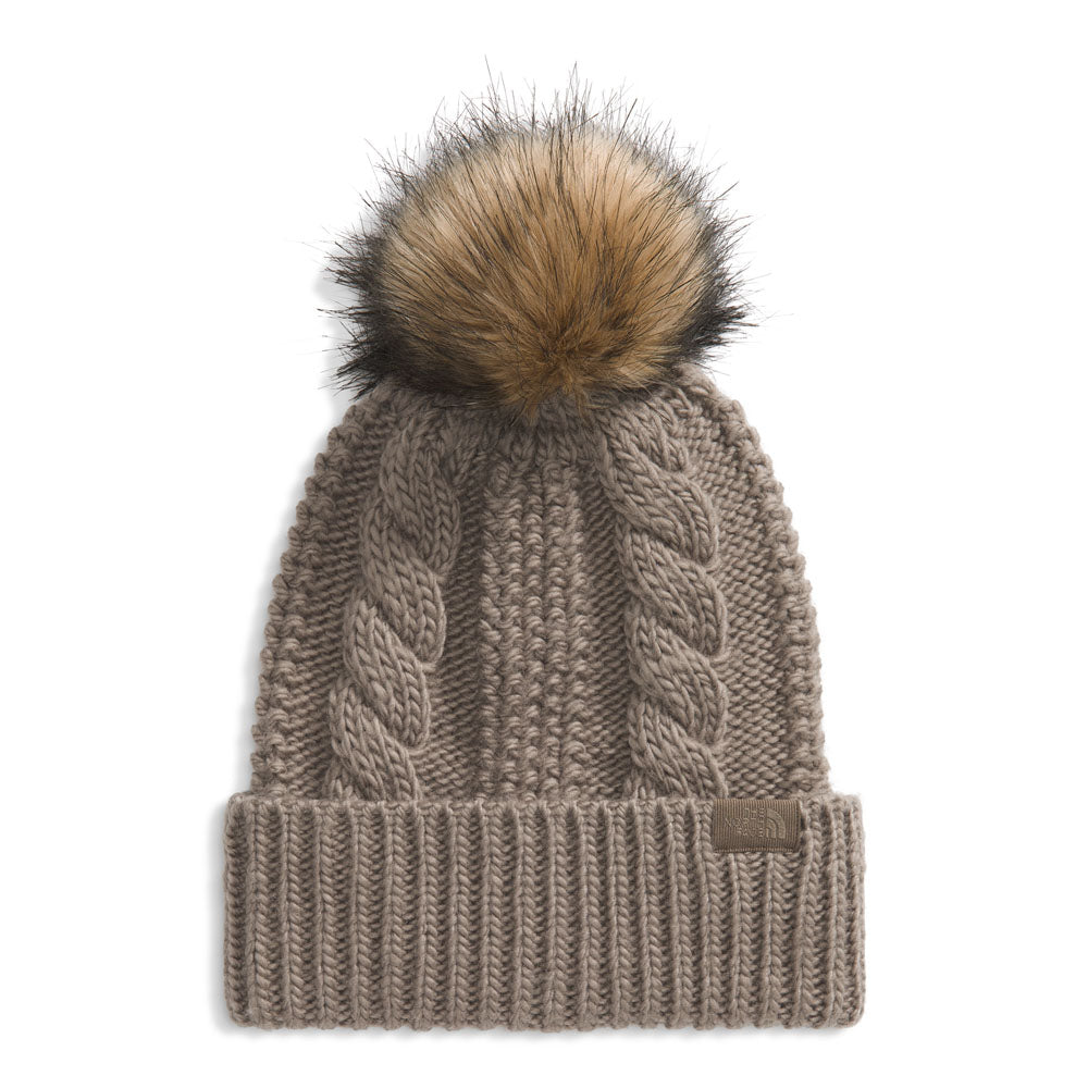 The North Face Womens Oh Mega Fur Pom Beanie Mocha Brown