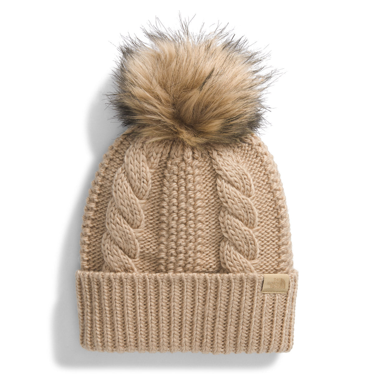 The North Face Women's Oh Mega Fur Pom Beanie Khaki Stone