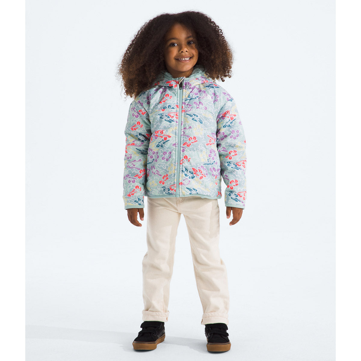 The North Face Kids' Girls' Reversible Shasta Full Zip Hooded Jacket Muted Pine Folk Floral Tossed Print