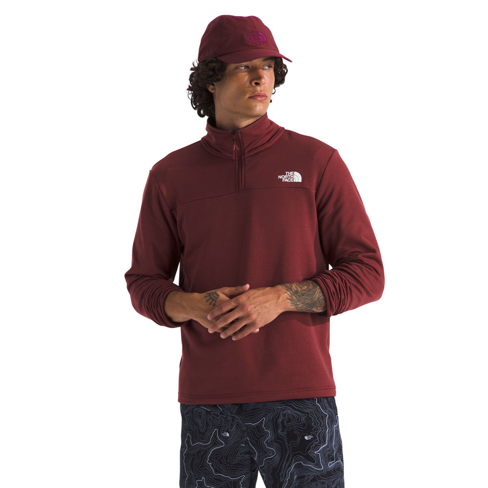 The North Face Mens Cedar Trail Grid Fleece ¼ Zip Sumac
