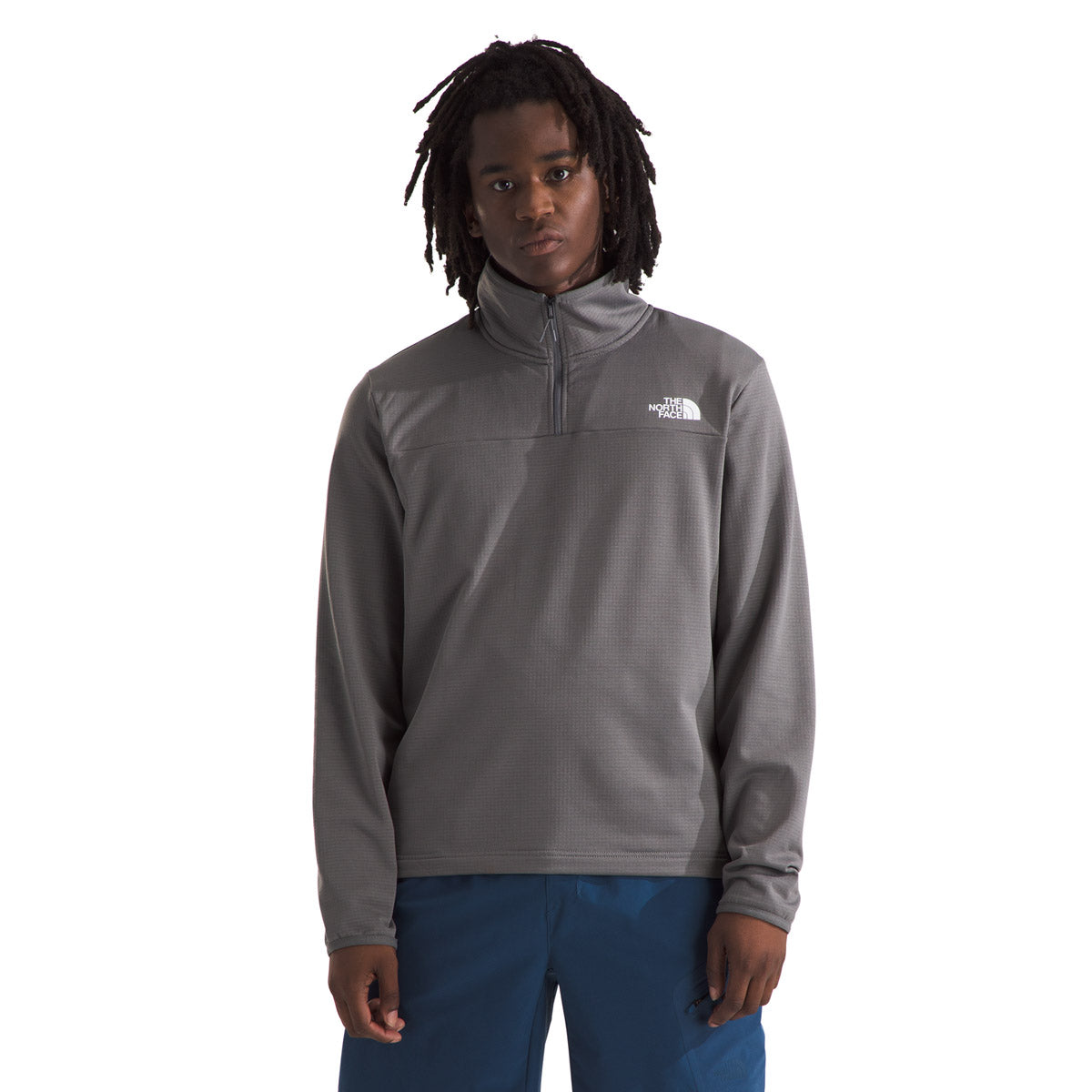 The North Face Men's Cedar Trail Grid Fleece ¼ Zip Smoked Pearl