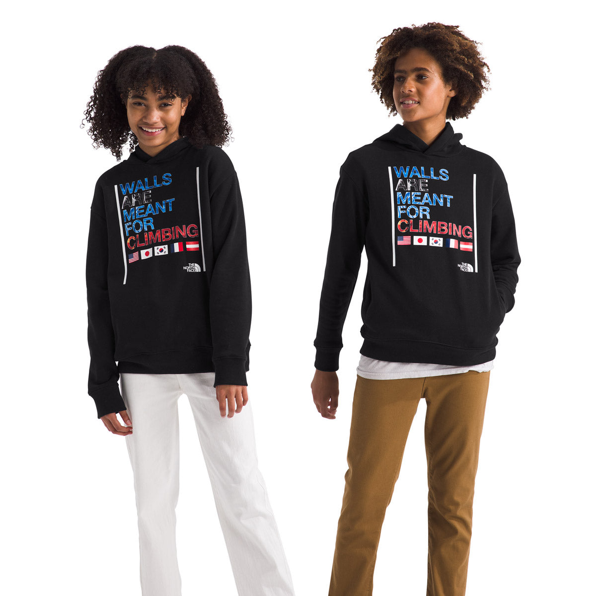 The North Face Teen Walls Camp Fleece Pullover Hoodie TNF Black/Walls Are Meant For Climbing