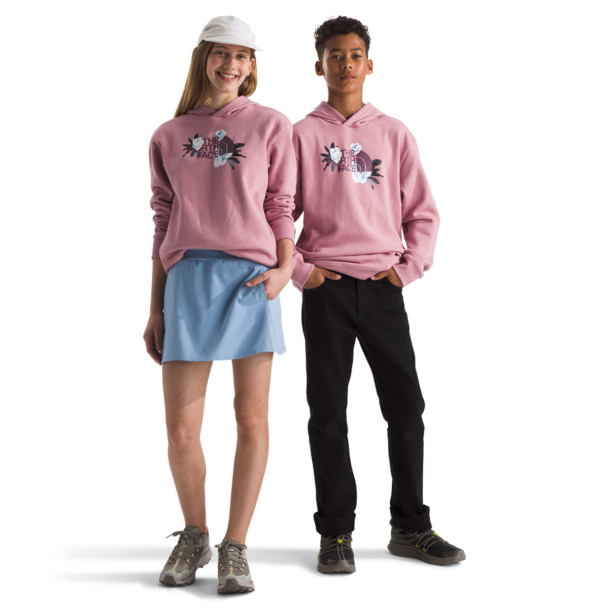 The North Face Teen Winter Floral Camp Fleece Pullover Hoodie Mauve