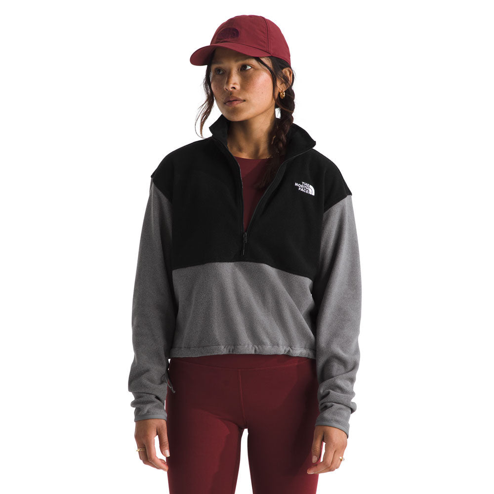 The North Face Womens Glacier Fleece 1/2 Zip Short Jacket TNF Mid Grey Heather/TNF Black