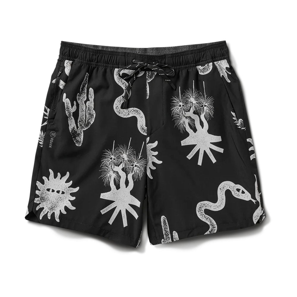 Roark Mens Serrano 7 Active Stretch Shorts Black/White