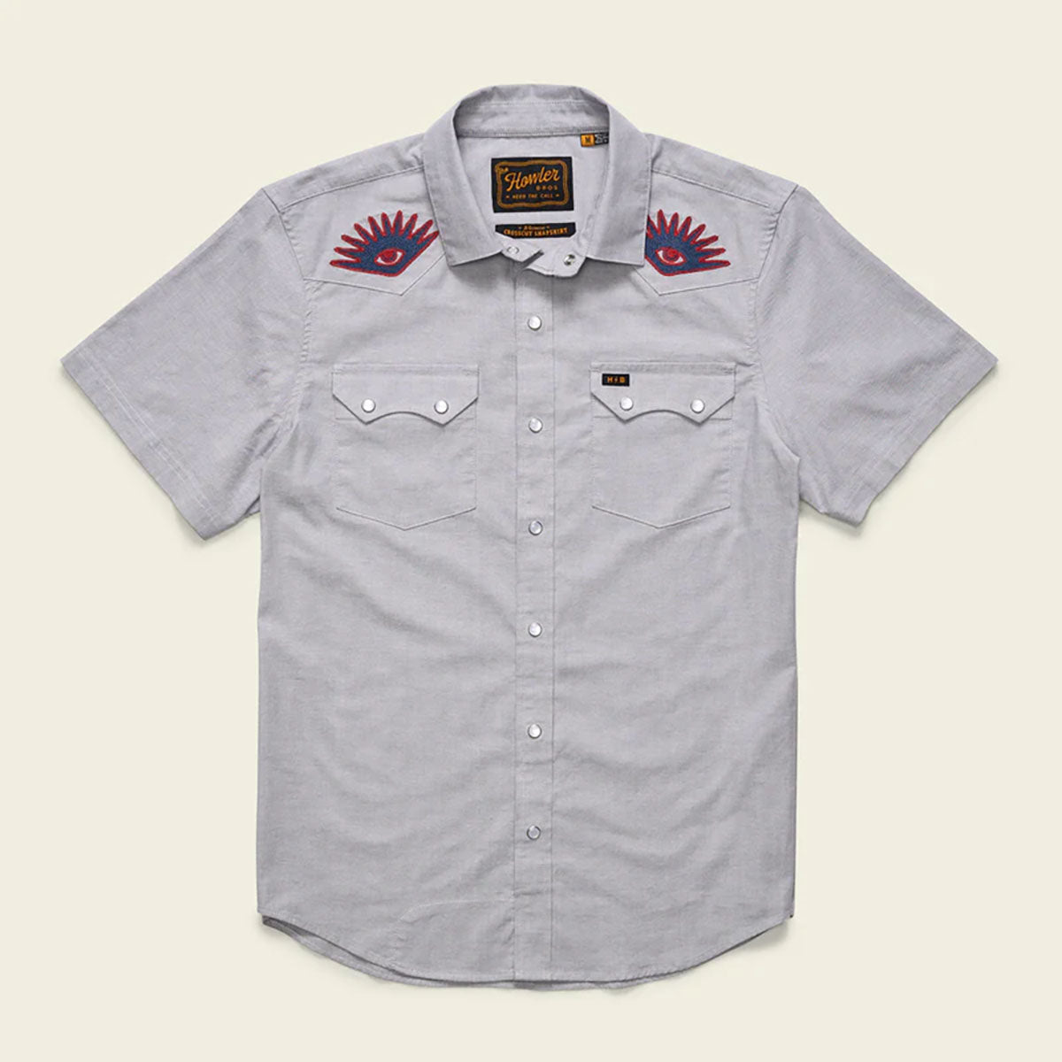 Howler Brothers Mens Crosscut Deluxe Shortsleeve Shirt High Times : Light Grey