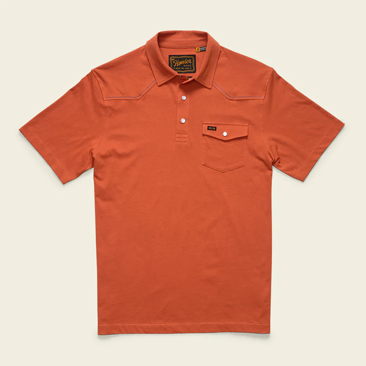 Howler Brothers Mens Ranchero Polo Oxidized Clay
