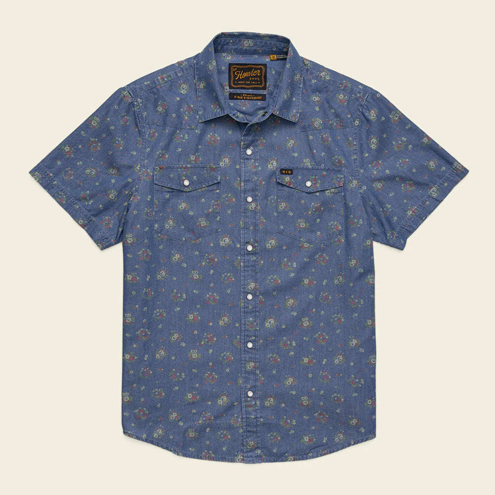 Howler Brothers Mens H Bar B Snapshirt Bouquets: Washed Indigo