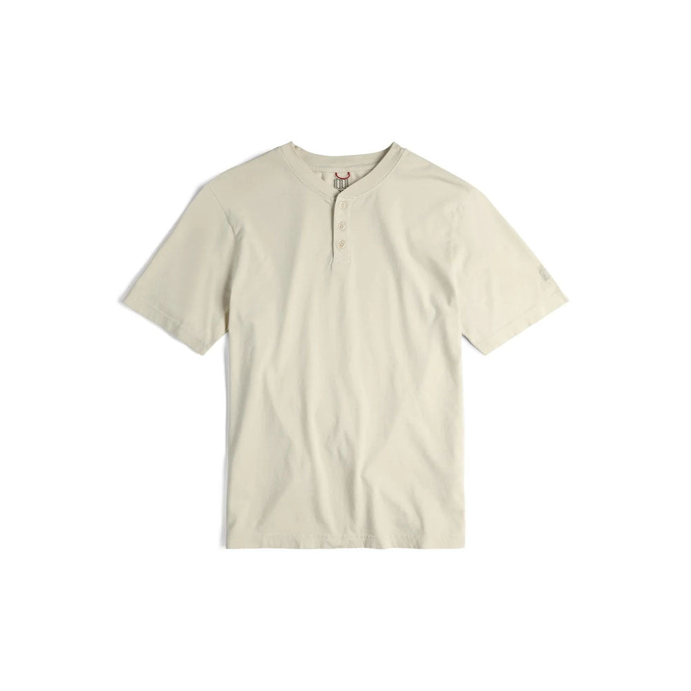 Topo Designs Mens Dirt Henley Short Sleeve Bone White