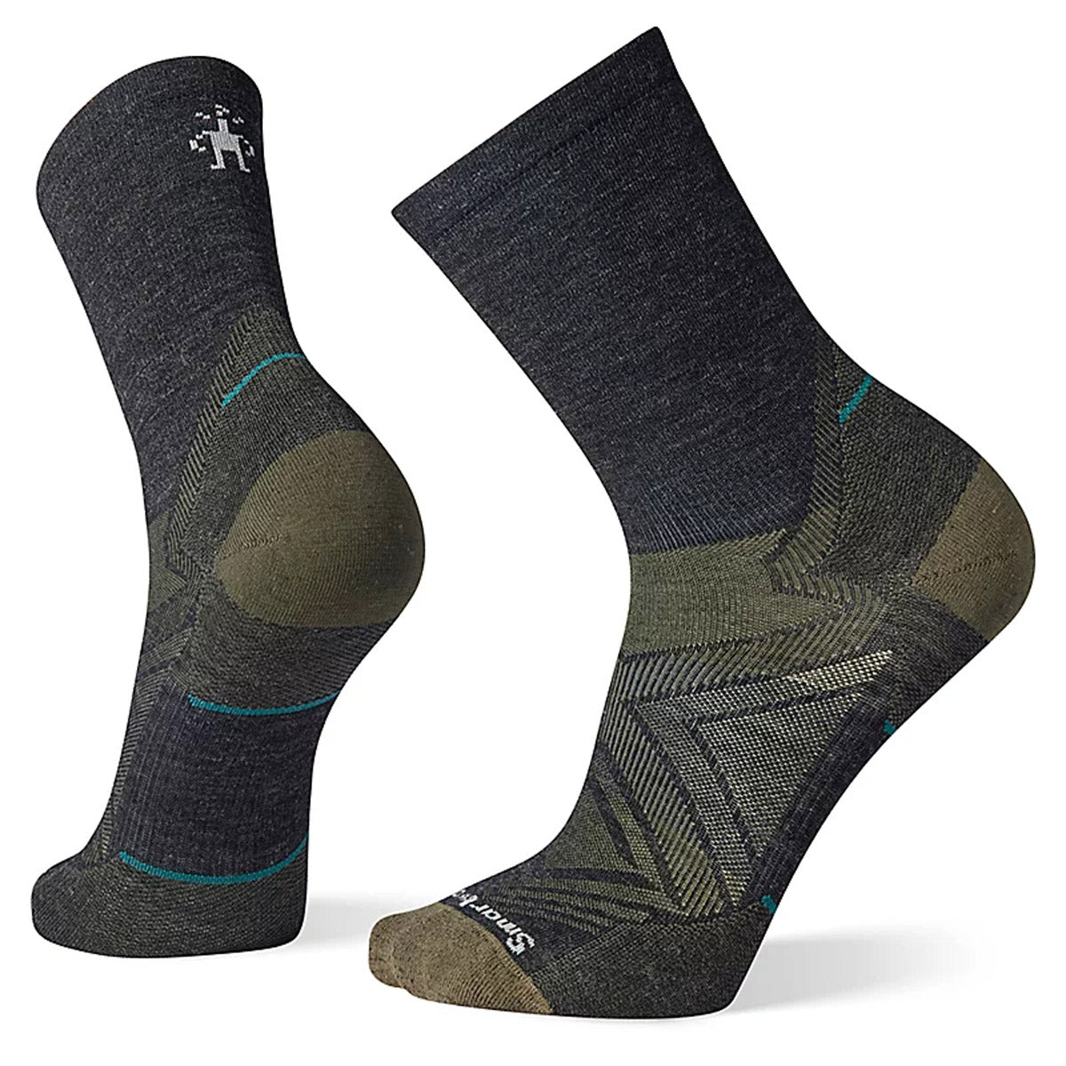 Smartwool Men's Run Zero Cushion Mid Crew Socks Charcoal