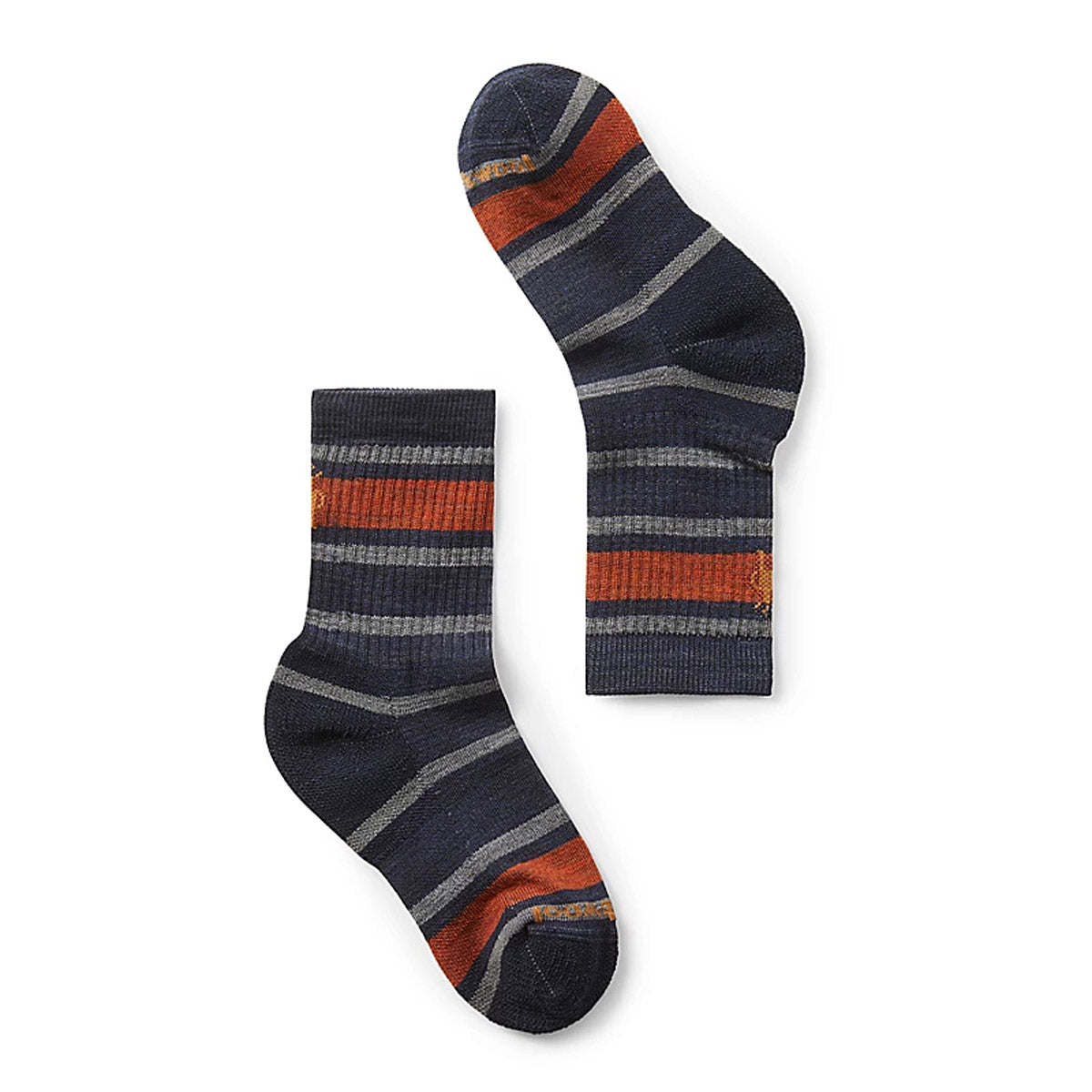 Smartwool Kids' Hike Light Cushion Striped Crew Socks Deep Navy