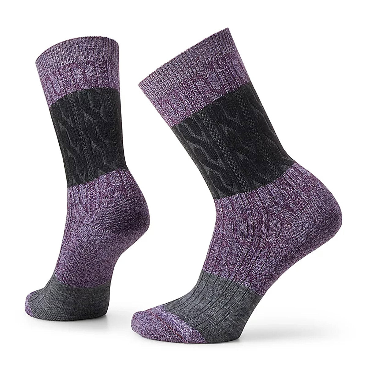 Smartwool Women&#39;s Everyday Color Block Cable Crew Socks Ultra Violet/Purple Iris arl / M