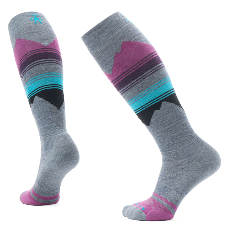 Smartwool Women&#39;s Ski Targeted Cushion Pattern Over The Calf Socks L88 Pewter Blue