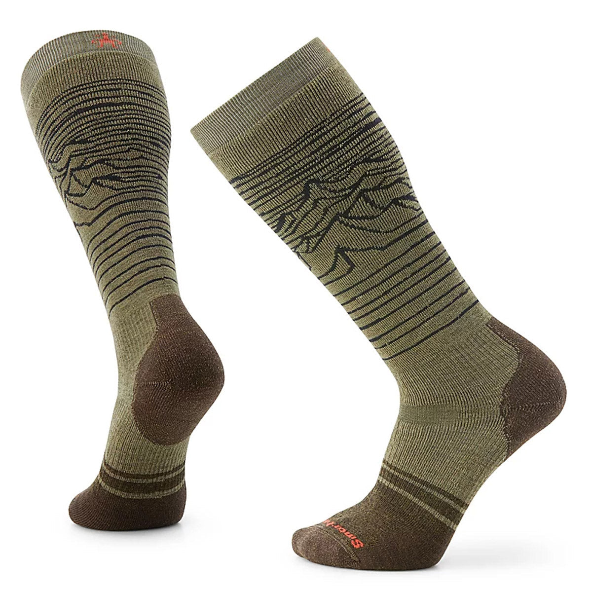 Smartwool Men&#39;s Snowboard Full Cushion Iguchi Pattern Over The Calf Socks Winter Moss