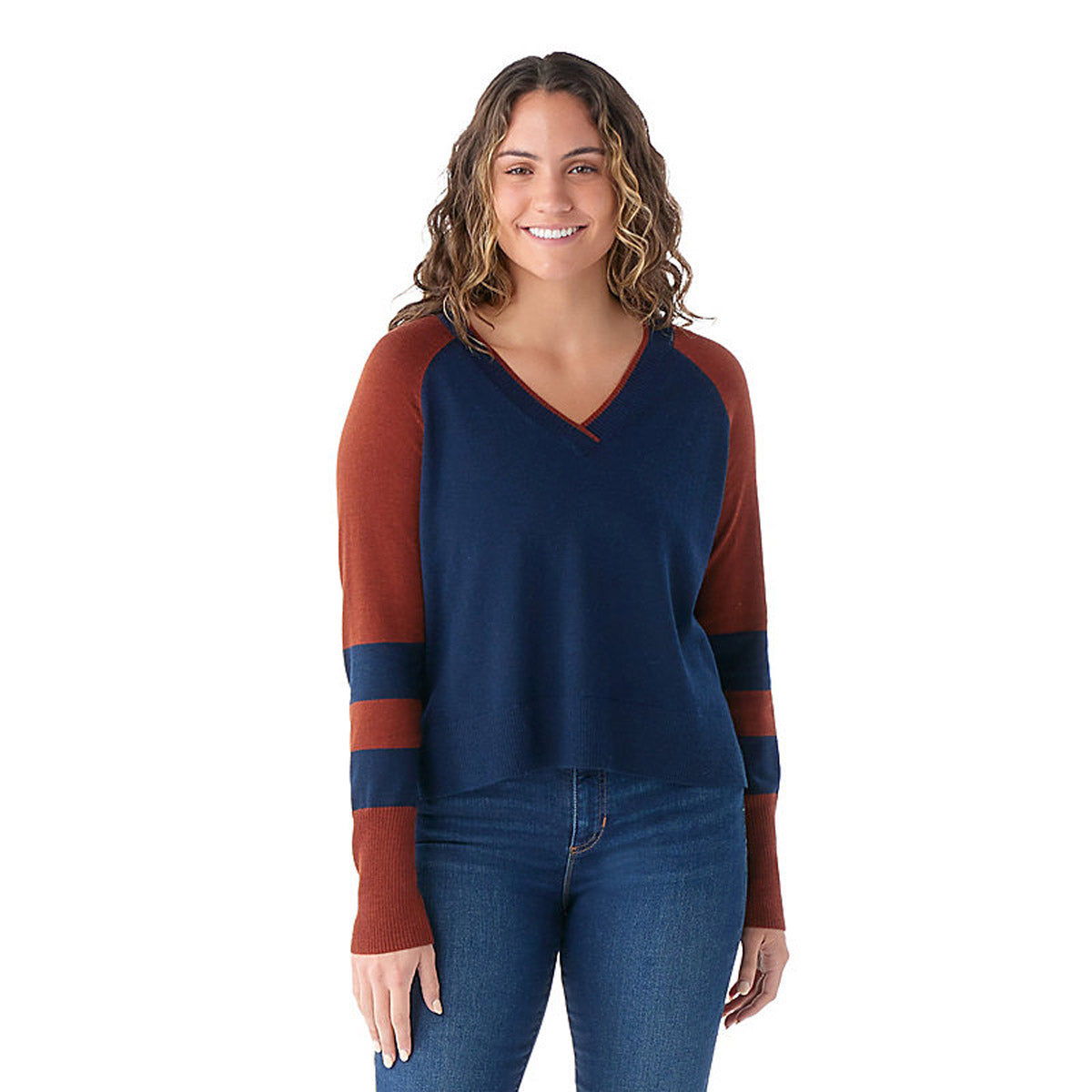 Smartwool Women's Edgewood V-Neck Sweater Deep Navy Heather