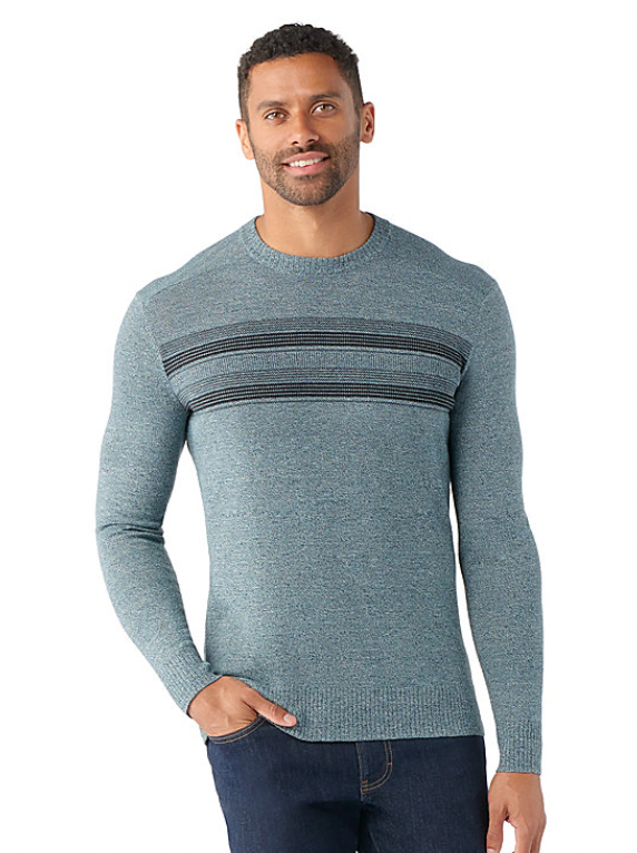 Smartwool Men&#39;s Sparwood Stripe Crew Sweater N90 Charcoal/Winter Moss