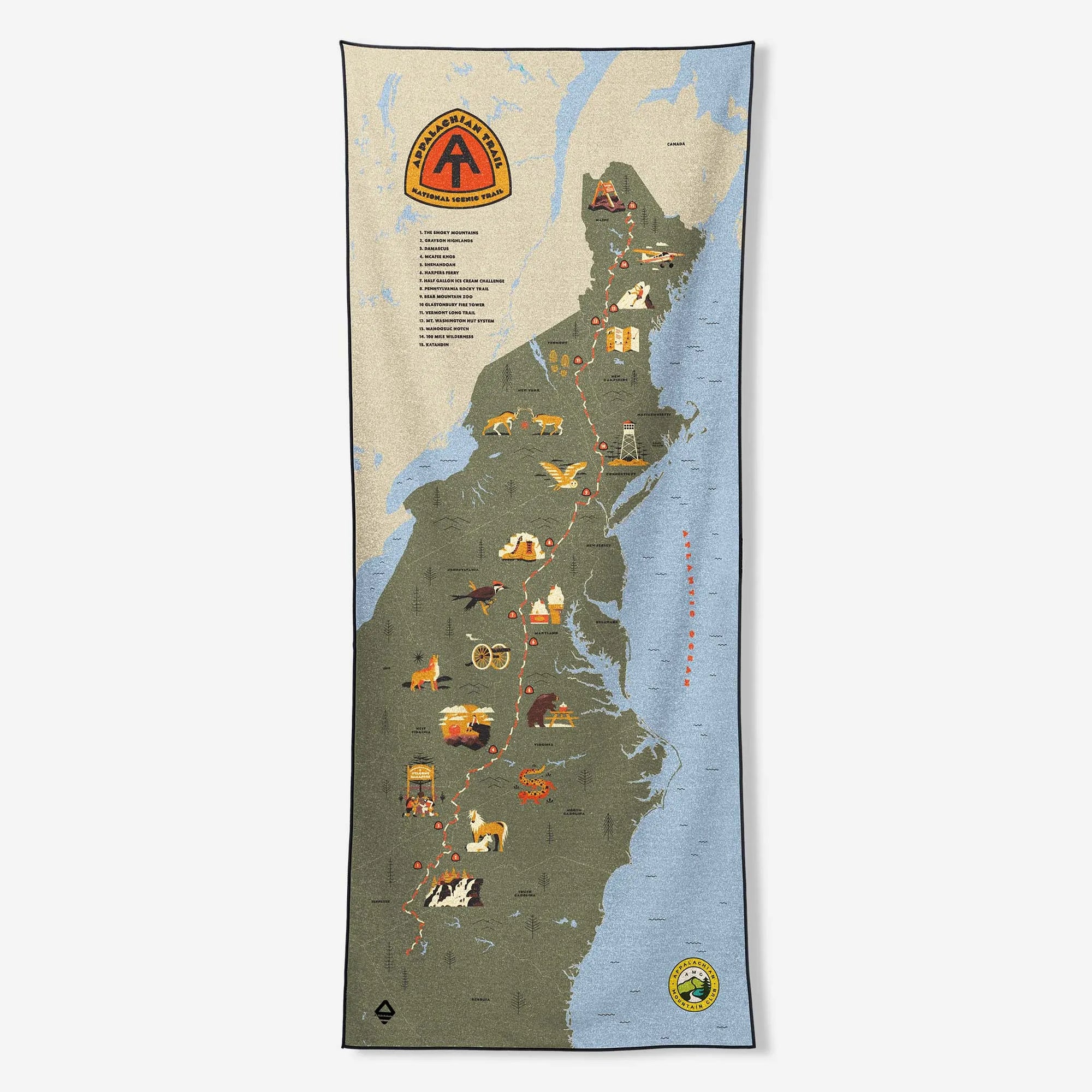 Nomadix Single Sided Print Appalachain Trail Map x AMC