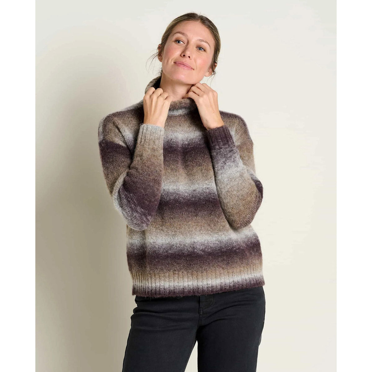 Toad&amp;Co. Women&#39;s Toddy T-Neck Sweater Heather Grey Space Dye