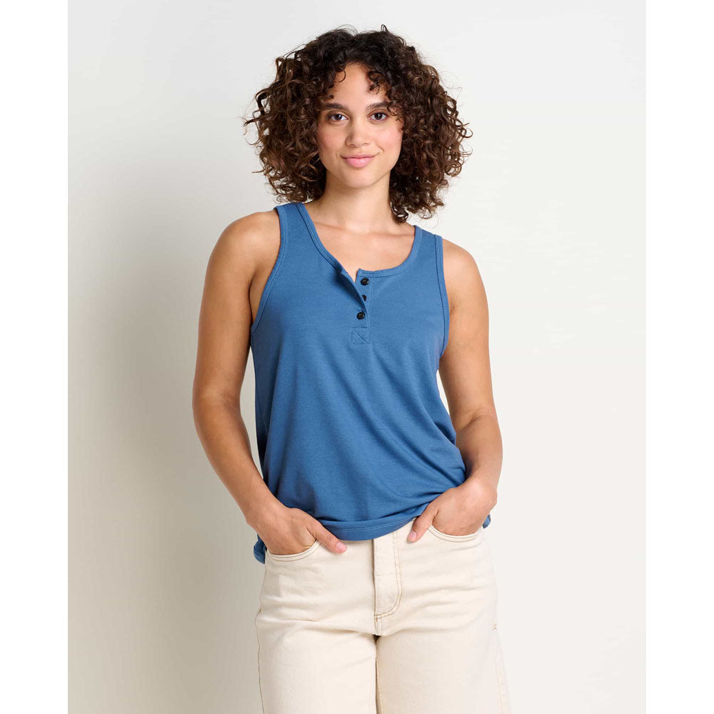 Toad&Co. Womens Piru Henley Tank Pacific Blue