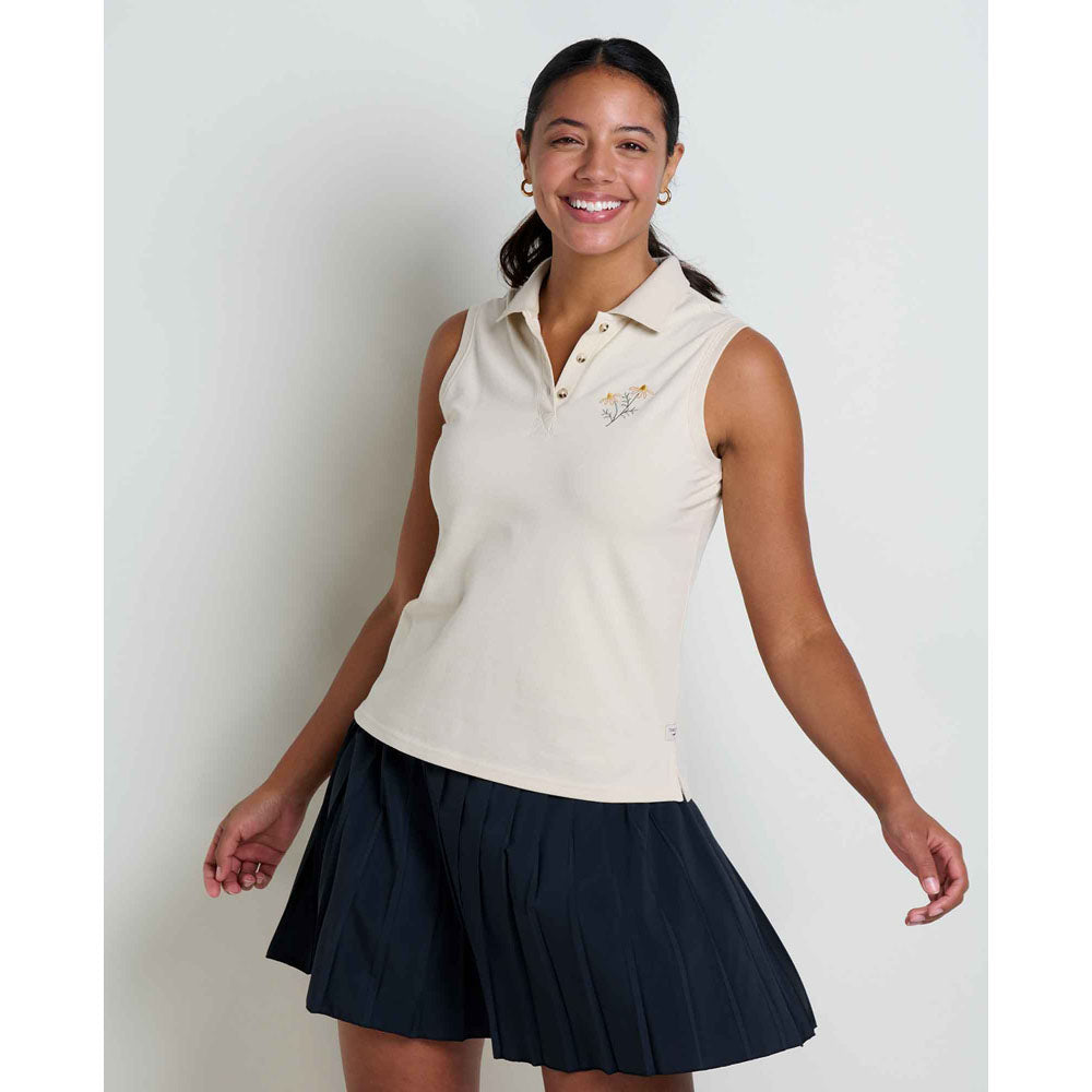 Toad&Co. Womens Yerba Sleeveless Polo Salt Embroidery