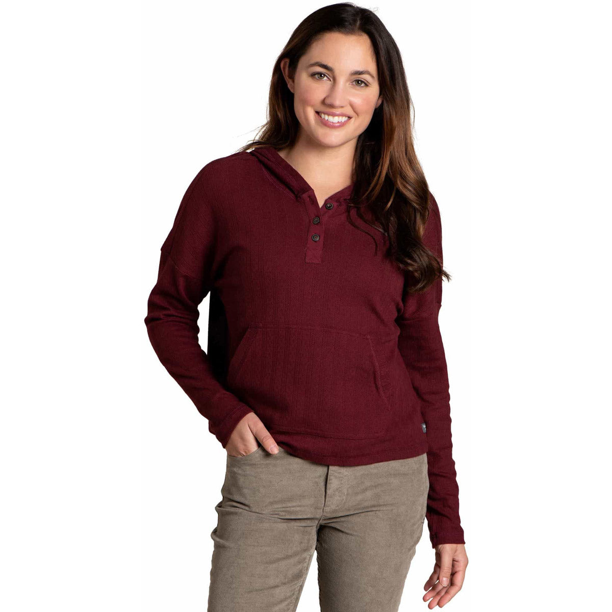 Toad&Co. Women's Foothill Pointelle Long Sleeve Hoodie Port