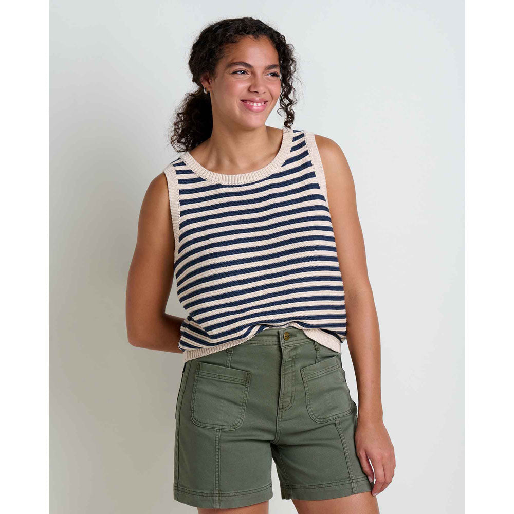 Toad&Co. Womens Bianca Crew Tank True Navy Stripe