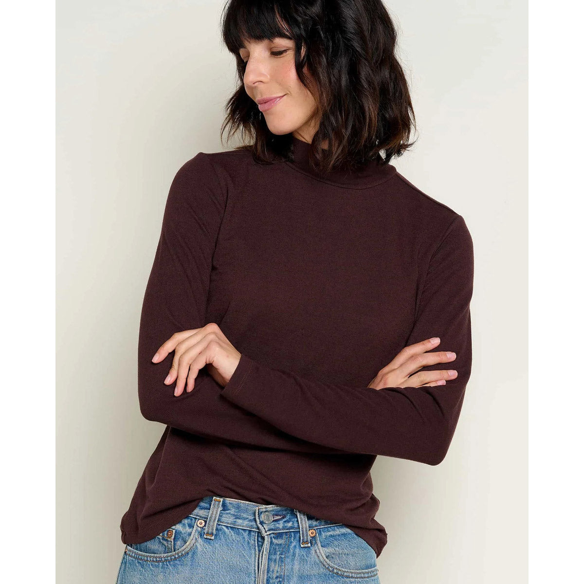 Toad&amp;Co. Women&#39;s Piru Mockneck Long Sleeve Tee Carob