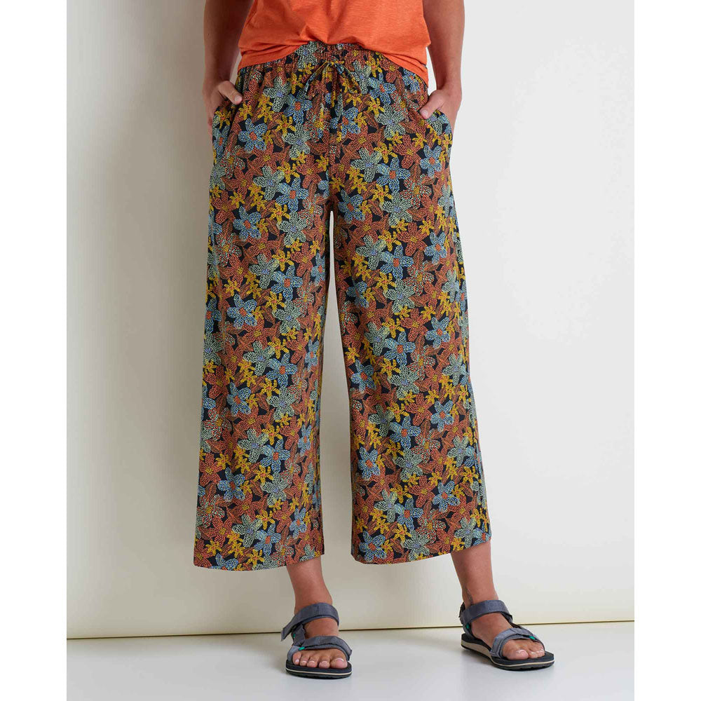 Toad&amp;Co. Womens Sunkissed Wide Leg Pant II Black Floral Dot Print