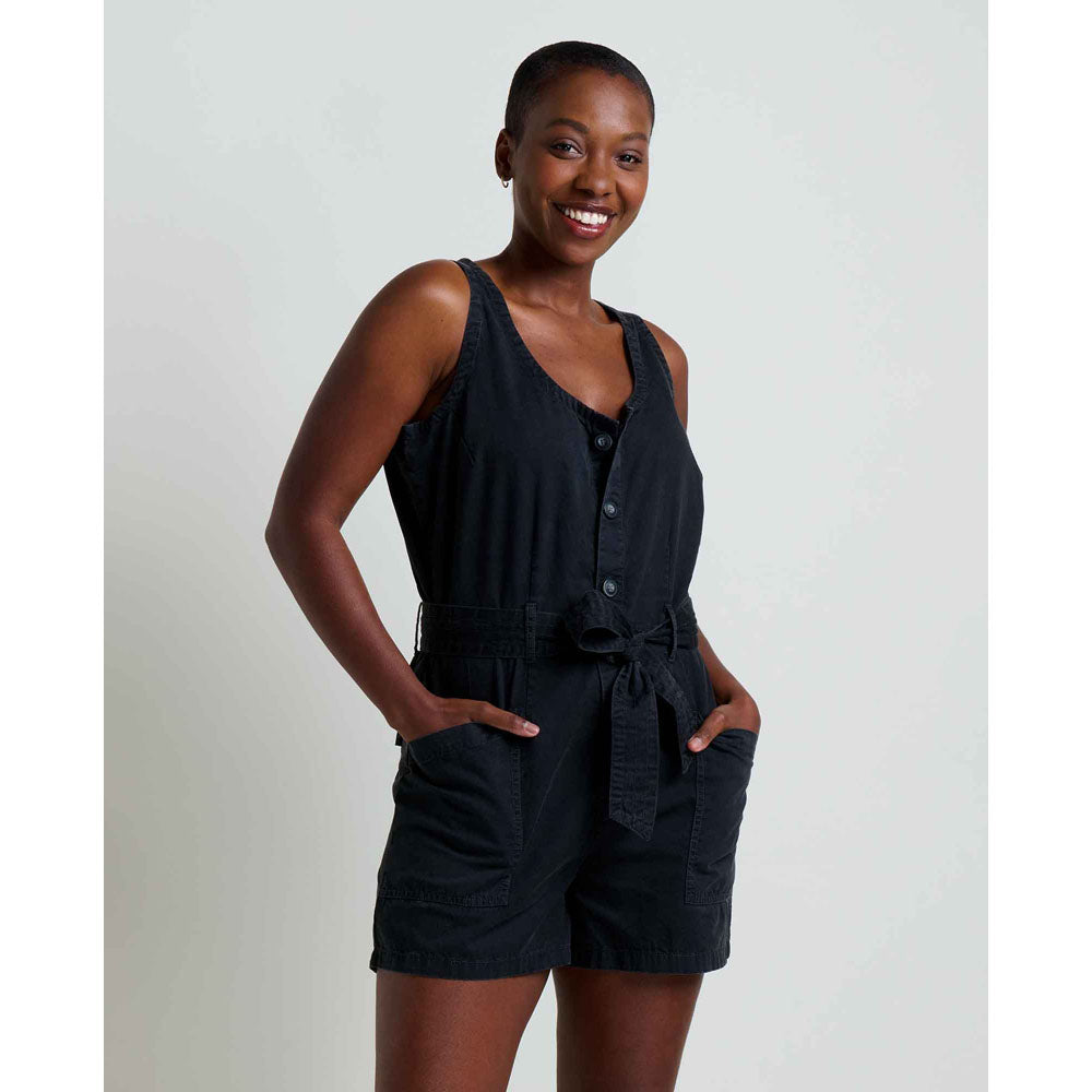 Toad&Co. Womens Arroyo Twill Romper Washed Black