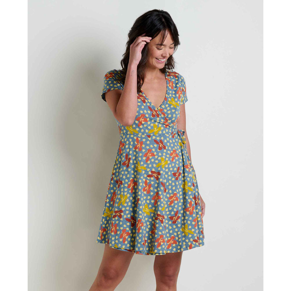 Toad&Co. Womens Freesia Wrap Dress North Shore Lily Print