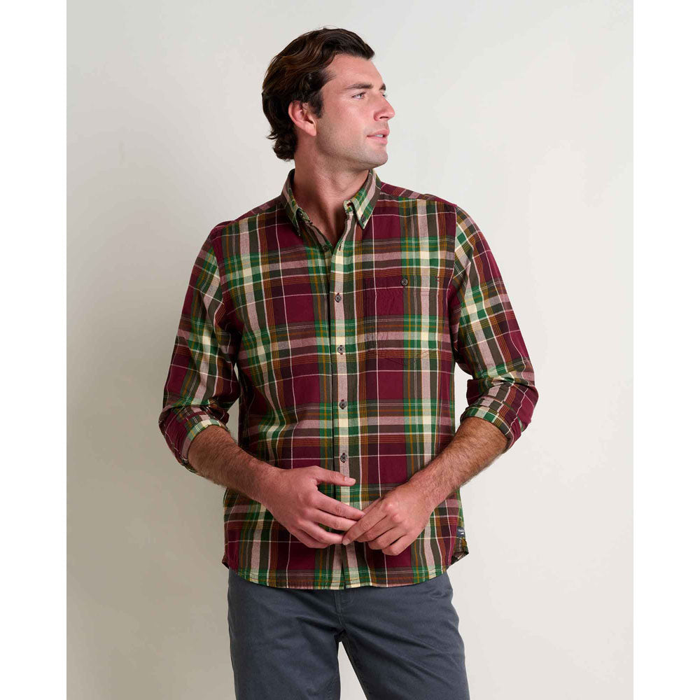Toad&Co. Mens Airscape Long Sleeve Shirt Port Madras