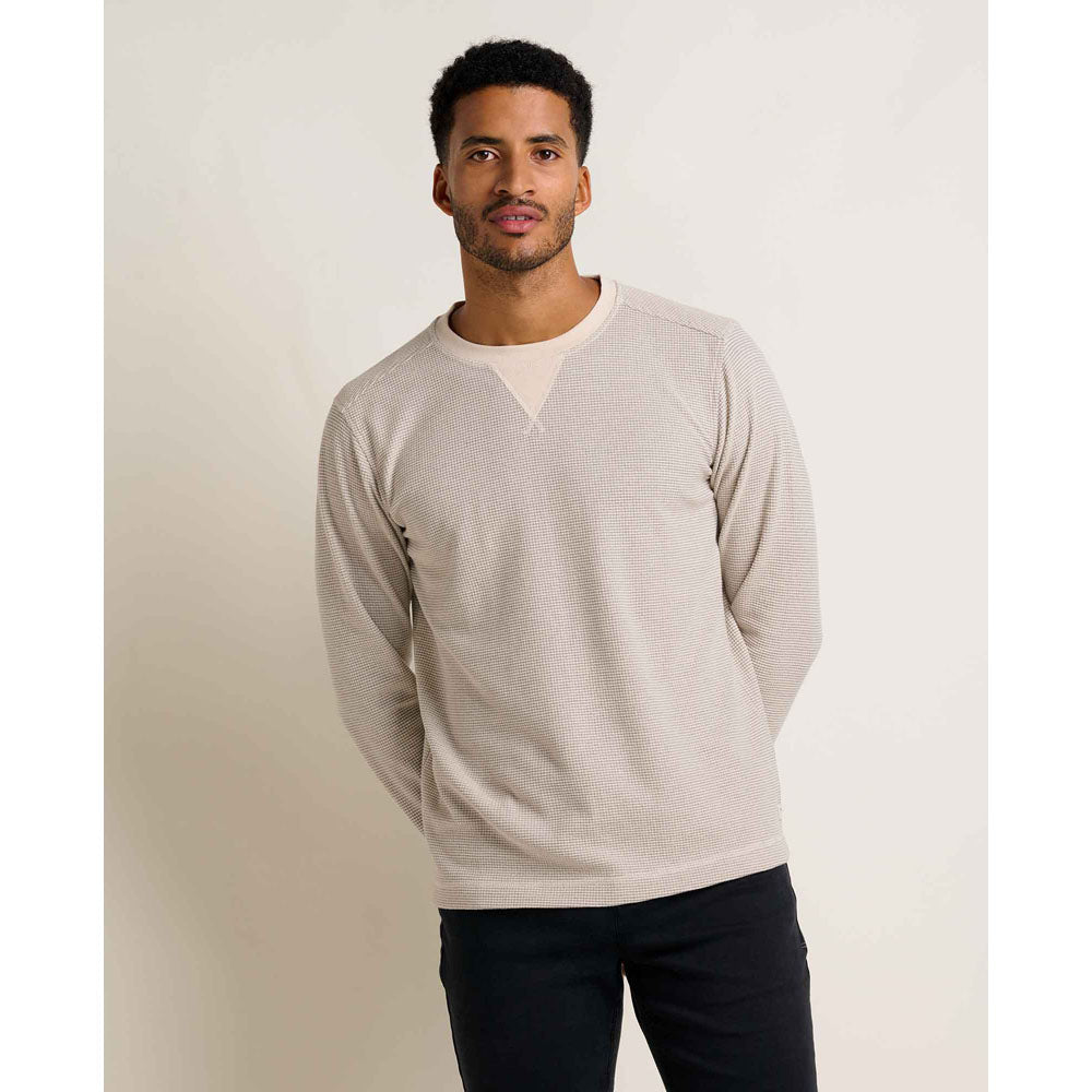 Toad&Co. Mens Framer II Long Sleeve Crew Heather Grey tripe / S