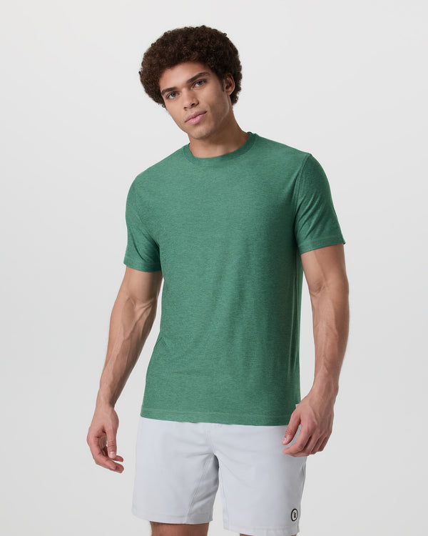 Vuori Mens Strato Tech Tee HHG Hedge Green Heather
