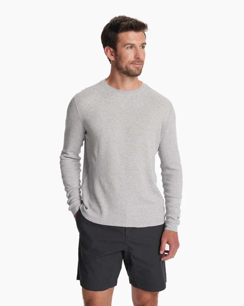 Vuori Men's Waffle Crew LHG Light Heather Grey