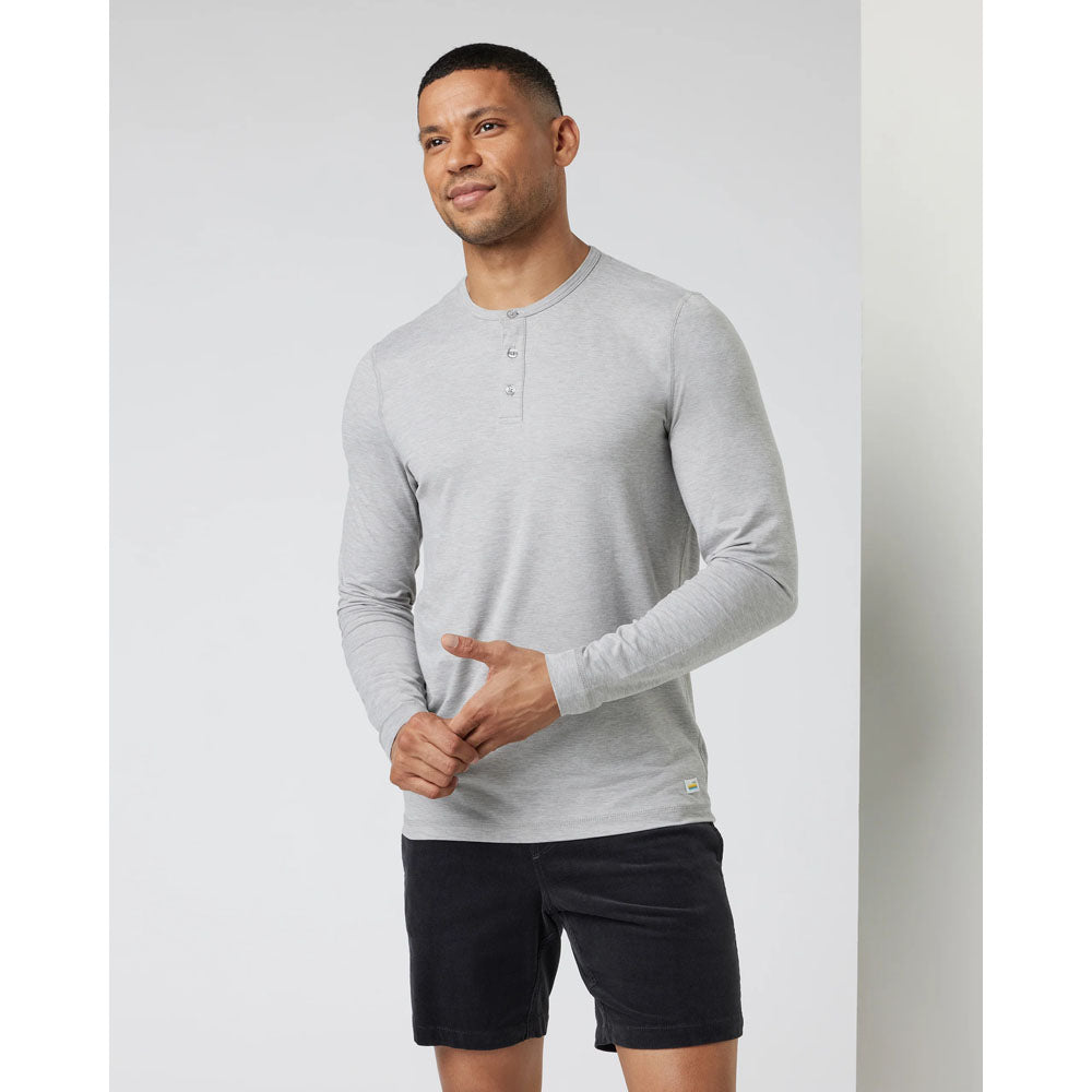 Vuori M LS Ease Performance Henley Light Heather Grey