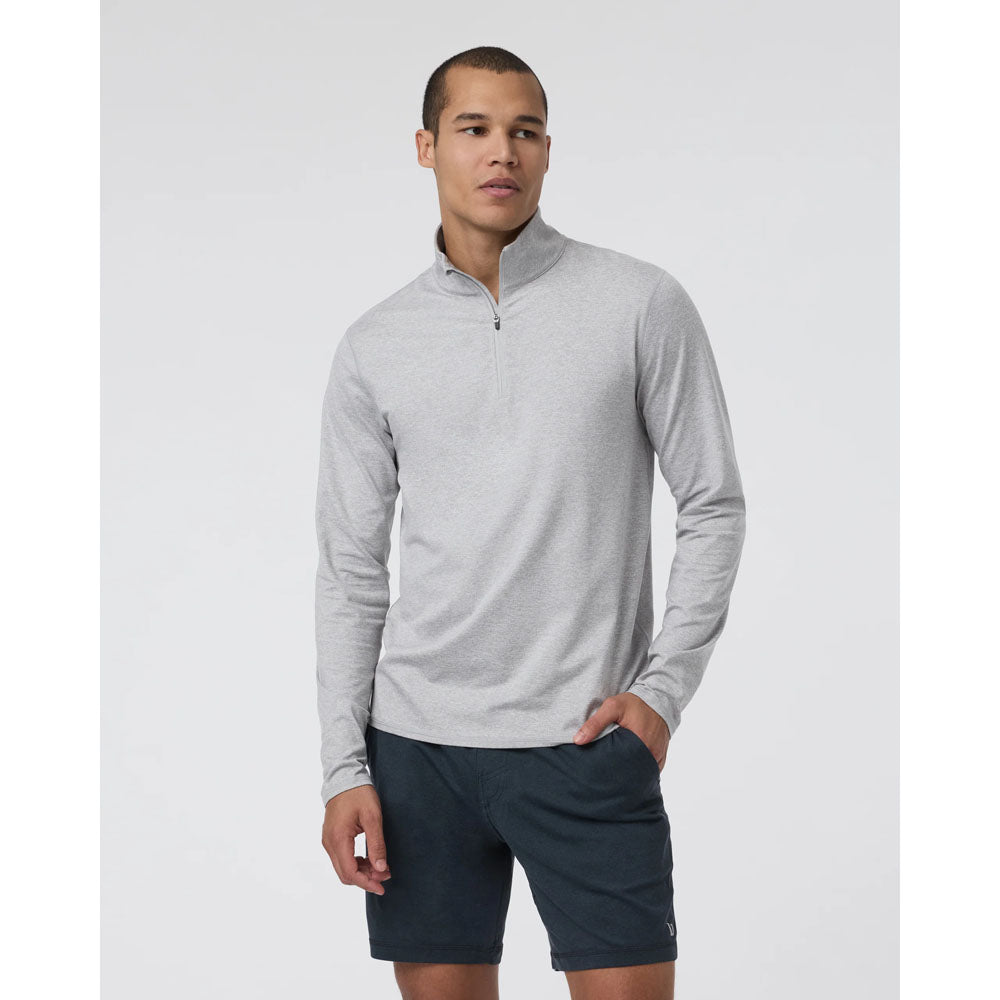 Vuori M Ponto 1/2 Zip Mock Neck Light Heather Grey