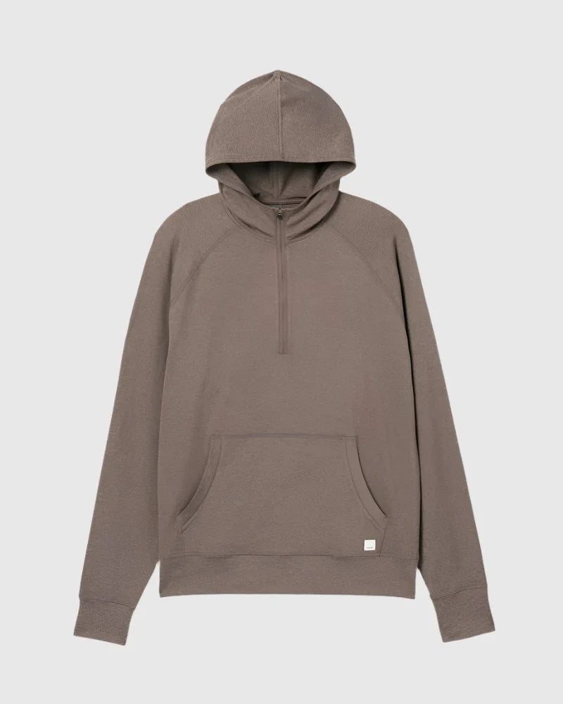 Vuori Mens Ponto Performane 1/2 Zip Hoodie HFS Fossil Heather