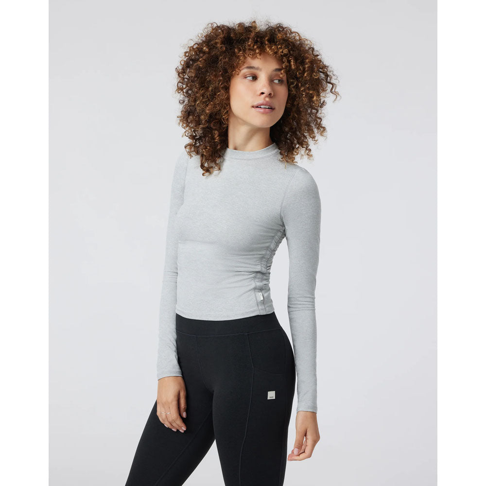 Vuori W LS Halo Ruched Tee Pale Grey Heather