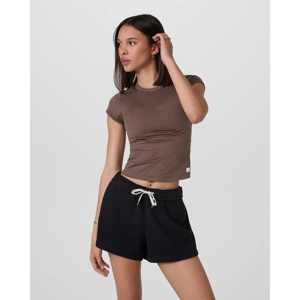 Vuori W SS Halo Baby Tee Chocolate Milk Heather