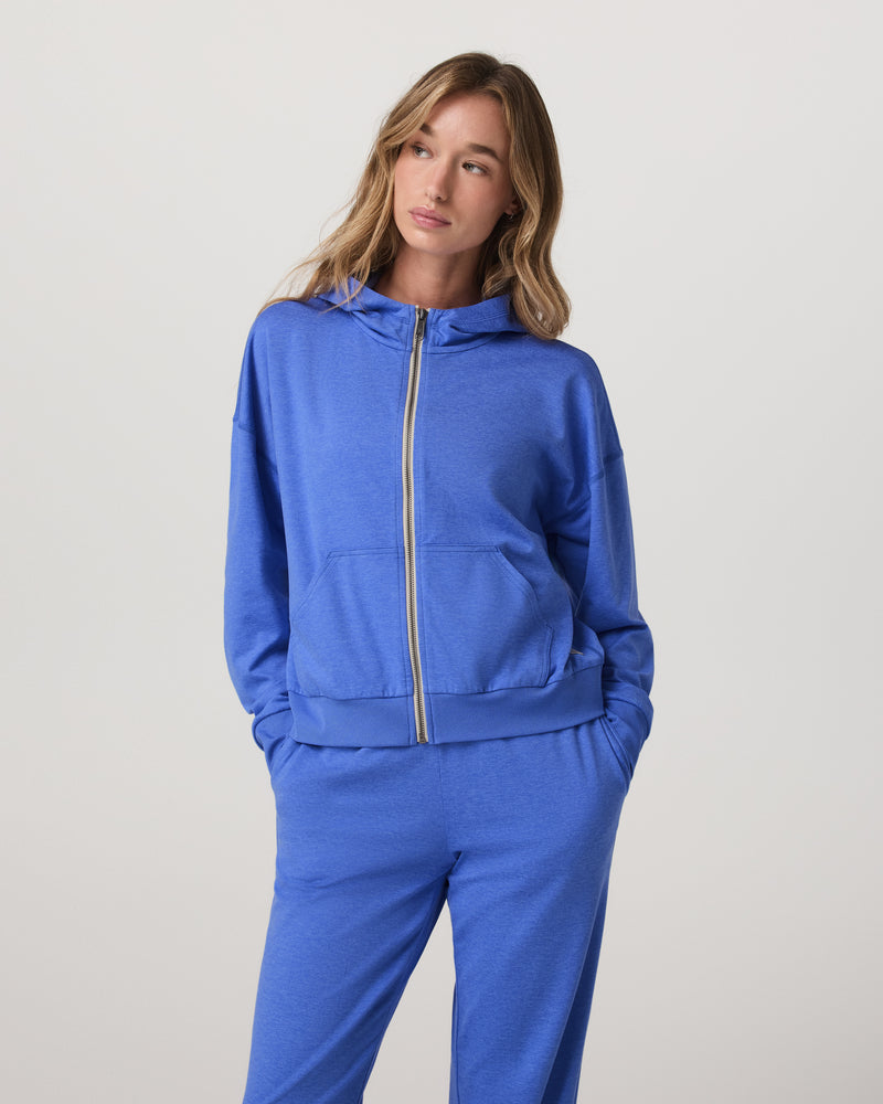 Vuori W Halo Modern Full Zip Hoodie BIH Bright Iris Heather