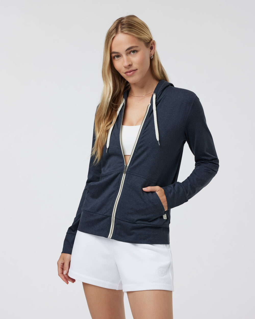 Vuori Womens Halo Performance Hoodie 2.0 HMD Midnight Heather