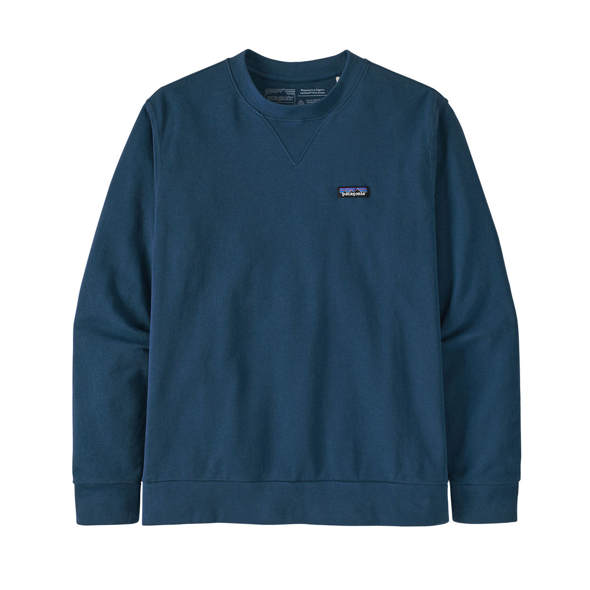 Patagonia Men&#39;s Regenerative Organic Certified Cotton Crewneck Sweatshirt Tidepool Blue