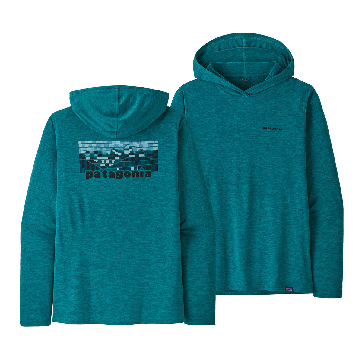 Patagonia Men's Capilene Cool Daily Graphic Hoody Fitz Roy Elements: Belay Blue X-Dye