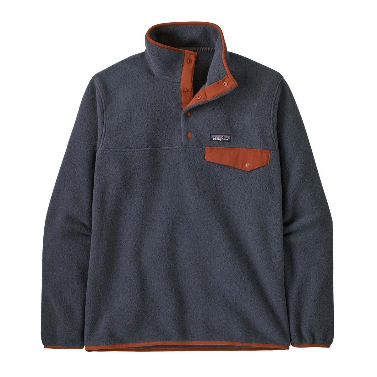 Patagonia Men&#39;s Lightweight Synchilla Snap-T Fleece Pullover Smolder Blue w/Burnished Red