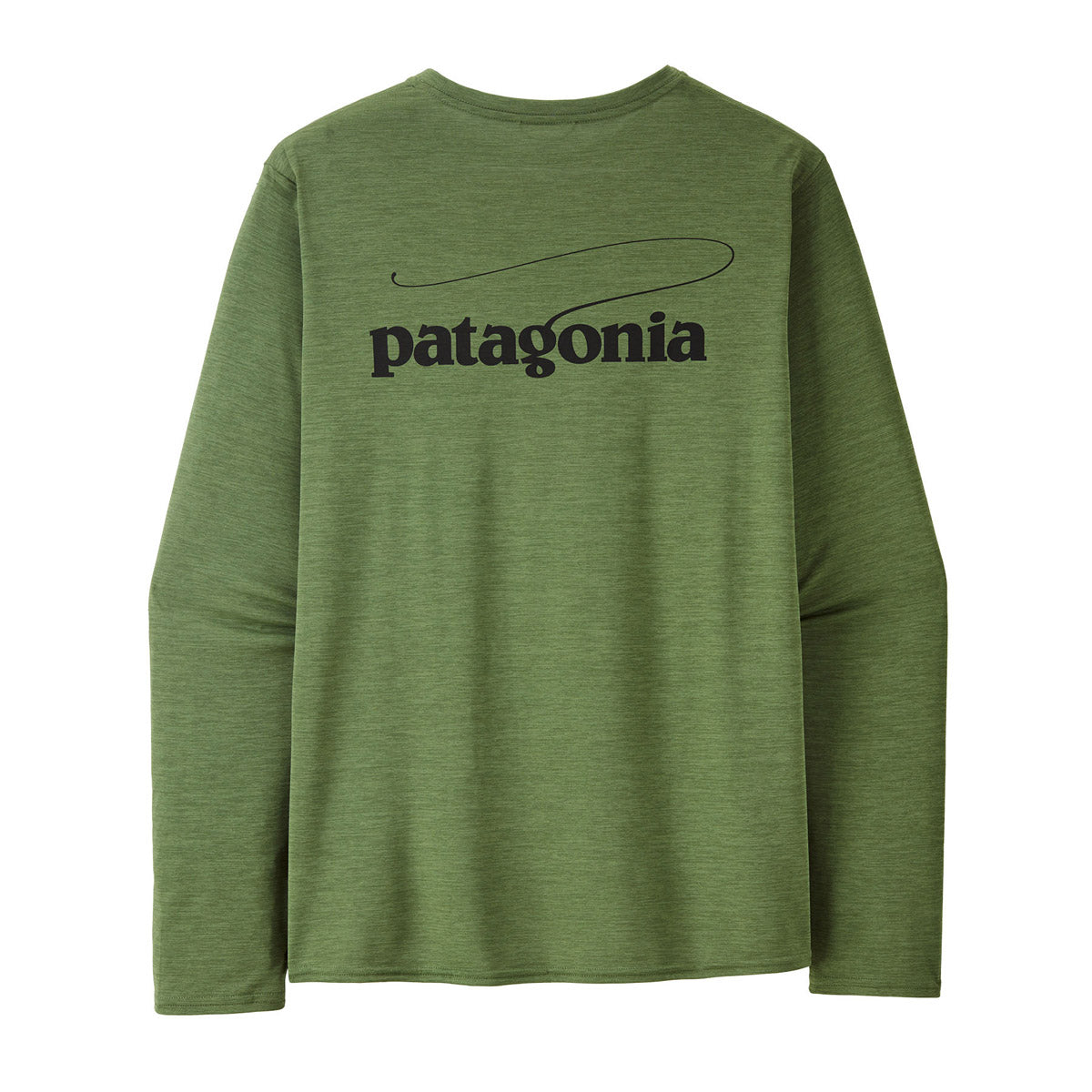 Patagonia Men's Long-Sleeved Capilene Cool Daily Graphic Shirt - Waters Casting Logo: Terrain Green X-Dye